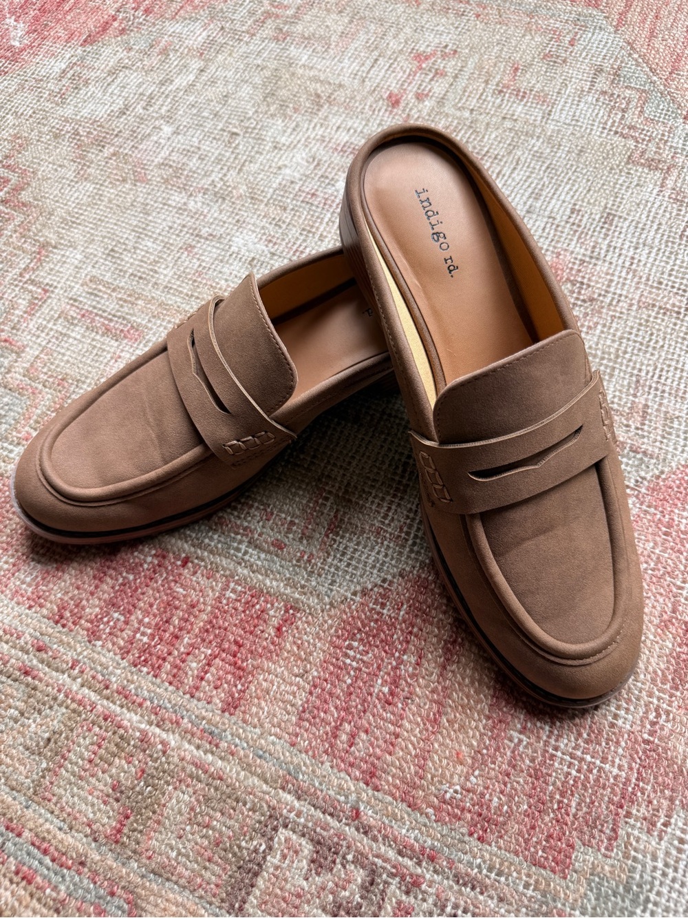 Indigo Taupe Suede Penny Loafer Mule